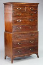 A late 18th/early 19th century mahogany chest-on-chest, fitted two short & six long drawers with