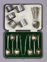 A set of six silver Onslow pattern teaspoons & matching sugar tongs, Sheffield 1917 by Walker &