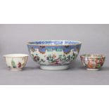 An 18th century Chinese famille rose deep bowl, painted with floral sprays & insects in cartouche on