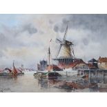 (Amended) LOUIS VAN STAATEN (Norris Fowler Willatt, 1859-1924) Dordrecht harbour with sailing barges