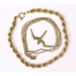 A 9ct. gold rope-twist bracelet, 18.5cm long (5.5gm); & a 9ct. gold albatross pendant on 9ct fine-