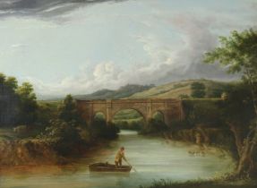 ENGLISH SCHOOL, late 18th/early 19th century. View of Dundas Aqueduct, Bath. Oil on canvas, 46cm x