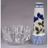 An Orrefors glass large bowl with segmented petal rim, 23cm wide x 12.5cm high; & a Swedish