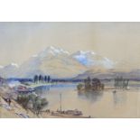 A 19th century watercolour painting of an Italian lake scene, 20cm x 29cm; a rural landscape with