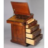 An early 19th century rosewood davenport, the forward-sliding top with brass gallery & long hinged