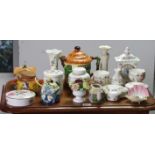 A Beswick ware “Sairey Gamp” teapot; four other novelty teapots; & various decorative vases, candy