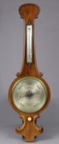 An early Victorian banjo barometer by Chadbourn of Liverpool having a 25cm diameter silvered dial, &