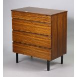 A Meredew mahogany-finish small chest fitted four long graduated drawers & on ebonised short