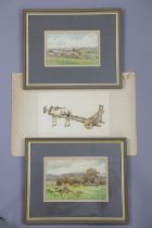 Two English School watercolour paintings of rural landscapes, one with a farmstead, the other with