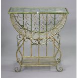 A continental-style gilt-finish wrought-metal rectangular occasional table/wine-rack, 75cm wide x