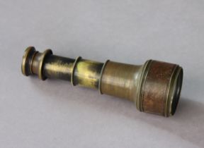 A 19th century brass three-draw pocket telescope by Callaghan of 23 New Bond St London, 17.5cm