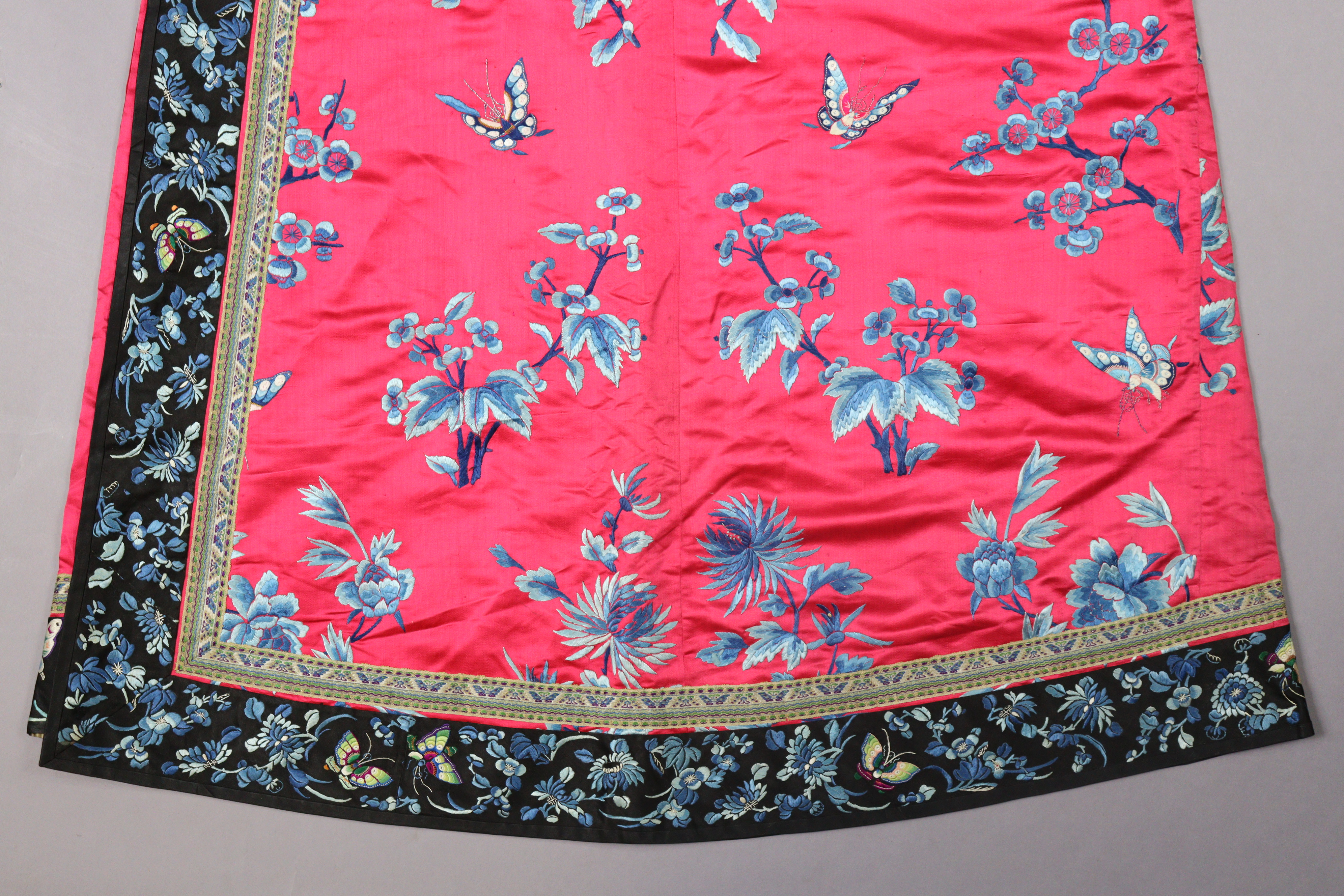 A LATE 19th CENTURY CHINESE SILK INFORMAL LADY’S ROBE, of pink ground with all-over embroidered - Image 12 of 15