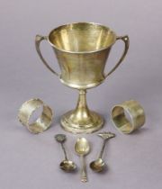 A George V silver two-handled trophy cup inscribed “Gardenhurst Junior House Tennis Cup” 14.5cm high