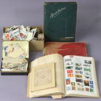 Various assorted cigarette & tea cards, in two albums & loose, & a stamp album.