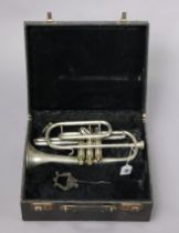 A Clippertone (Maltese) trumpet, 34.5cm long, with case.