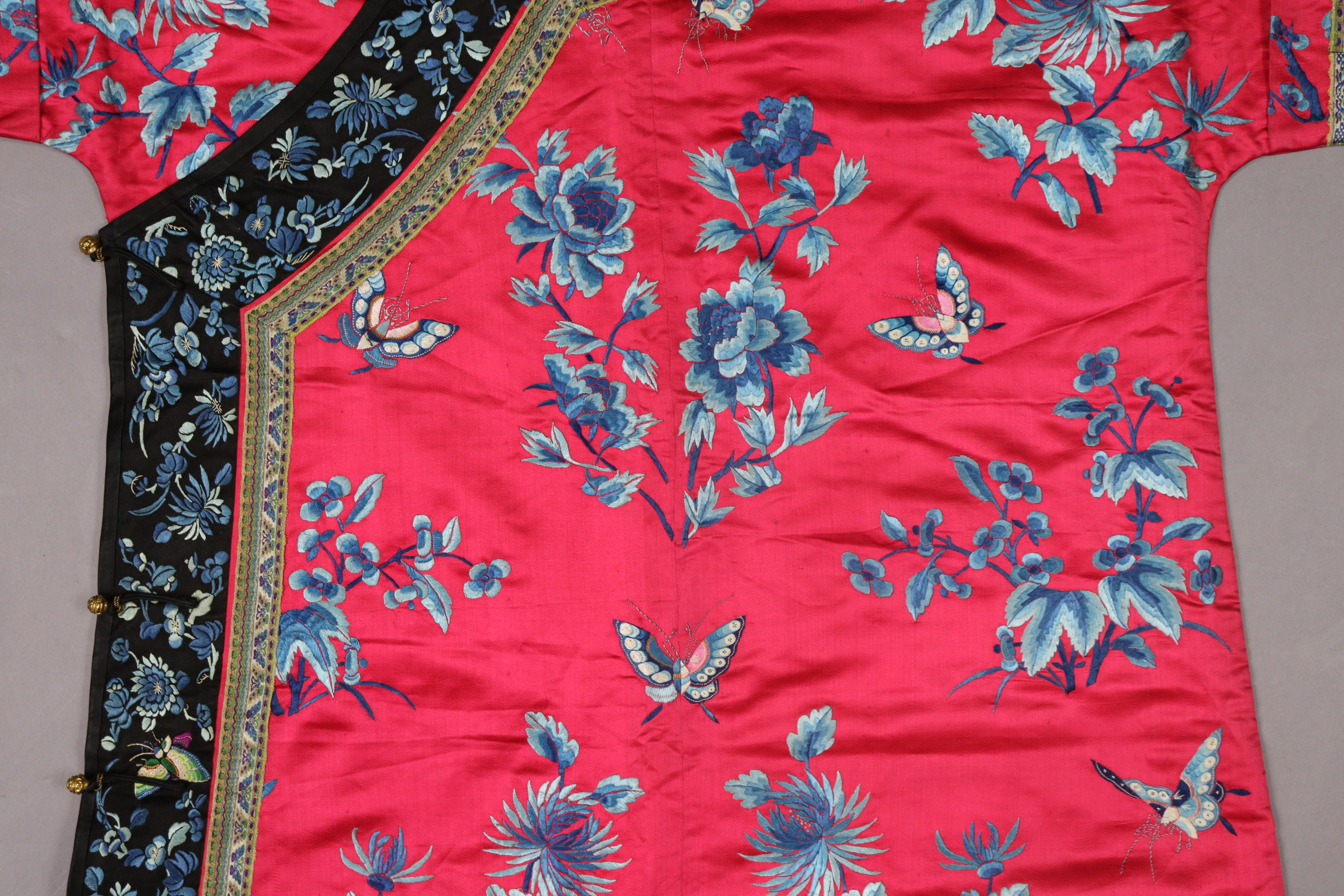 A LATE 19th CENTURY CHINESE SILK INFORMAL LADY’S ROBE, of pink ground with all-over embroidered - Image 11 of 15