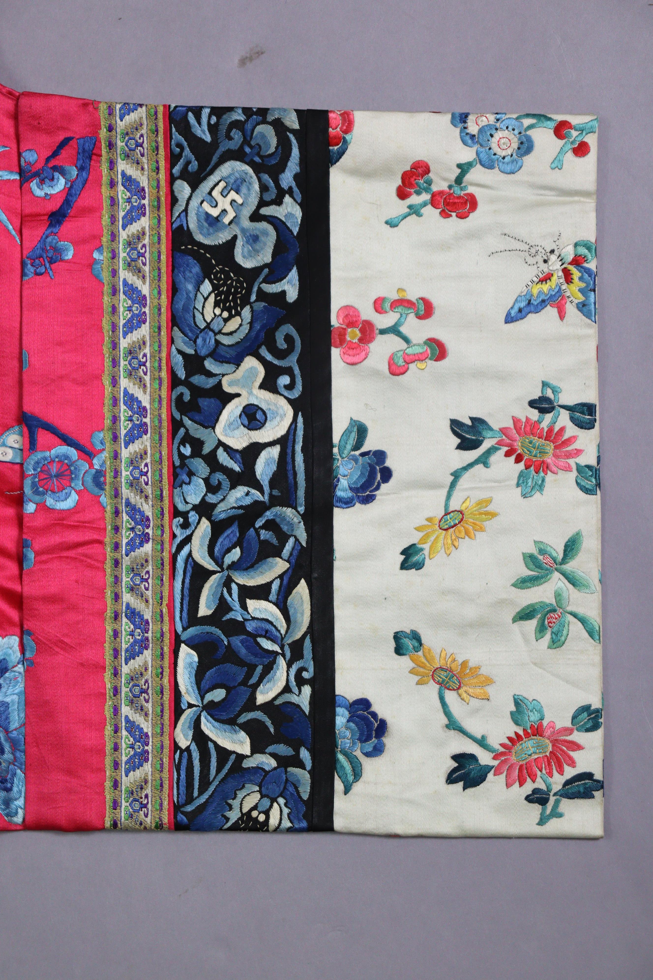 A LATE 19th CENTURY CHINESE SILK INFORMAL LADY’S ROBE, of pink ground with all-over embroidered - Image 3 of 15