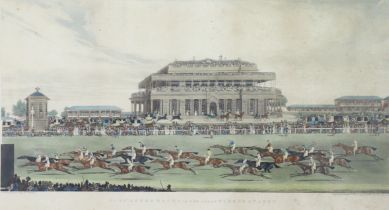 A 19th century coloured engraving after Jas Pollard titled “DONCASTER RACE FOR THE GREAT ST LEGER