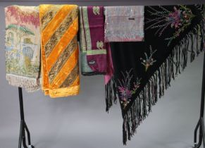 Two Russian counterpanes; & four various shawls.