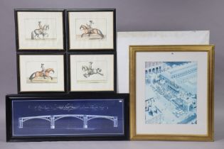 Nine various decorative pictures, all framed.