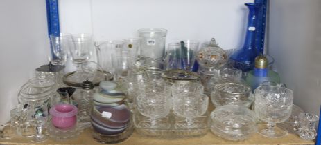 Various items of coloured & plain glassware.