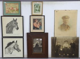 Various decorative paintings, prints, & vintage photographs.