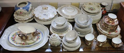 A Royal Crown Derby “Imari” nineteen-piece part tea service; a Japanese eggshell thirty-two piece