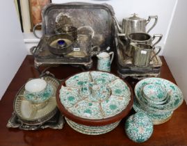 Various items of platedware; a chine-style Lazy Susan; & various items of Chinese teaware.