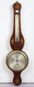 A 19th century banjo barometer, the 19.5cm silvered dial signed “Cattely & co. London”, in an inlaid
