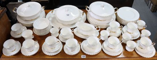 A Royal Albert bone china “Val D’or” eighty-two piece extensive part dinner, tea, & coffee service.