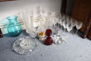 A set of eight Stuart cut-glass wine glasses, 19.5cm high; a ditto set of seven smaller wine