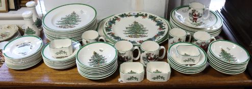 Seventy items of Spode’s “Christmas Tree” pattern dinner ware; & a ditto set of six “Santa’s
