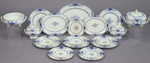 A Wedgewood of Etruria blue & white “Saxon” twenty-two piece part dinner service.