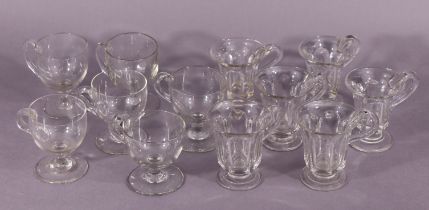 A collection of 12 various 19th century glass custard cups, 7.5cm to 8.2cm high.