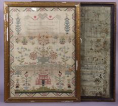 A George III needlework sampler, wrought by “Ann Swatridge, Aged 12 Years”, dated 1798, worked in