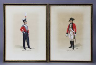 A pair of mid-late 19th century military uniform studies, “Captain, 49th Foot, 1779” & “Captain,