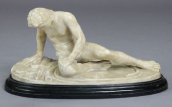 A 19th century carved alabaster Grand Tour model of The Dying Gaul, after the antique, on oval