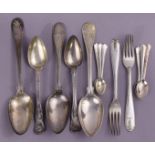 Three Swedish silver table spoons; two ditto dessert spoons; two ditto desert forks; & six ditto