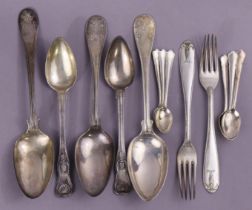 Three Swedish silver table spoons; two ditto dessert spoons; two ditto desert forks; & six ditto