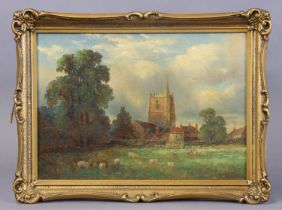 M. W. HODGES (late 19th/early 20th century). Another view of Keynsham Church, with sheep to the