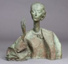 DINA BRODSKY, A lost wax cast bronze female bust titled "Edith", 45cm high, the first of an edition