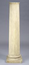 A late 19th/early 20th century plaster fluted column, on square plinth base, 122cm high x 32cm