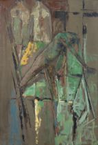 WALTER G. POOLE (1916-1988). An abstract male figure study; signed & dated “W. G. Poole 64”, oil