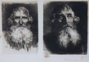 Sir HERBERT von HERKOMER, R.A. (1849-1914). Two studies of a bearded male, black & white etchings (