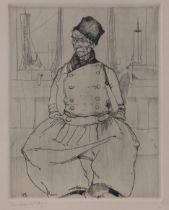 WILLIAM van den BERG (1886-1970). Study of a Dutchman, etching, signed lower margin, 19cm x 15cm (