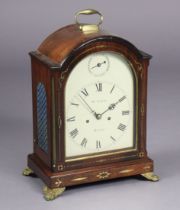 An early 19th century bracket clock by William Lock of Bath, the 18cm white enamel dial with roman