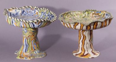 A pair of mid-20th century studio pottery tazza (early works by local potter Paul Philp), each