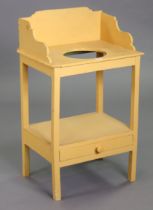 An orange painted pine rectangular two-tier washstand fitted long drawer to the lower tier, & on