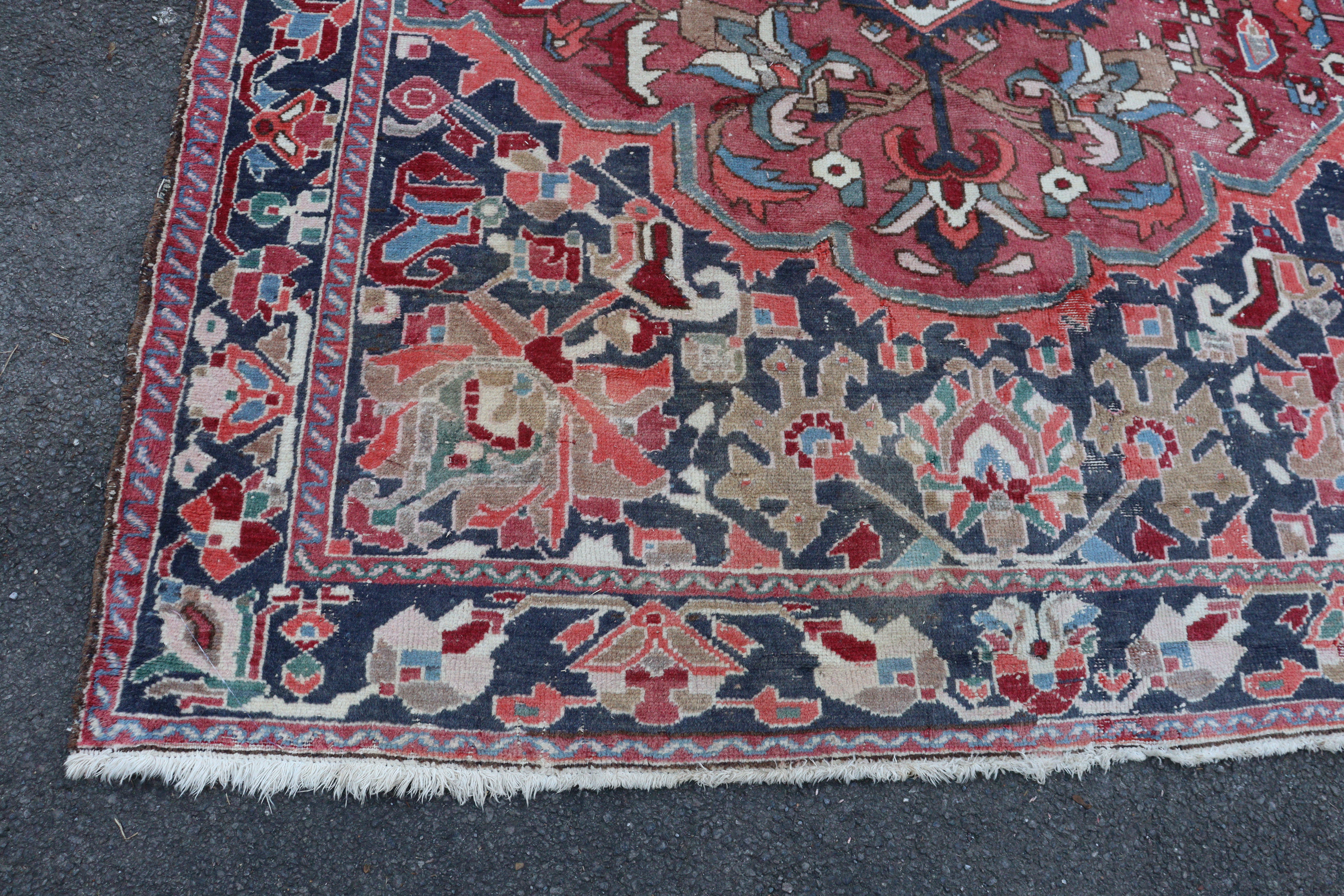 A Bakhtiar carpet of madder ground with central medallion & all-over repeating geometric designs in - Image 7 of 8