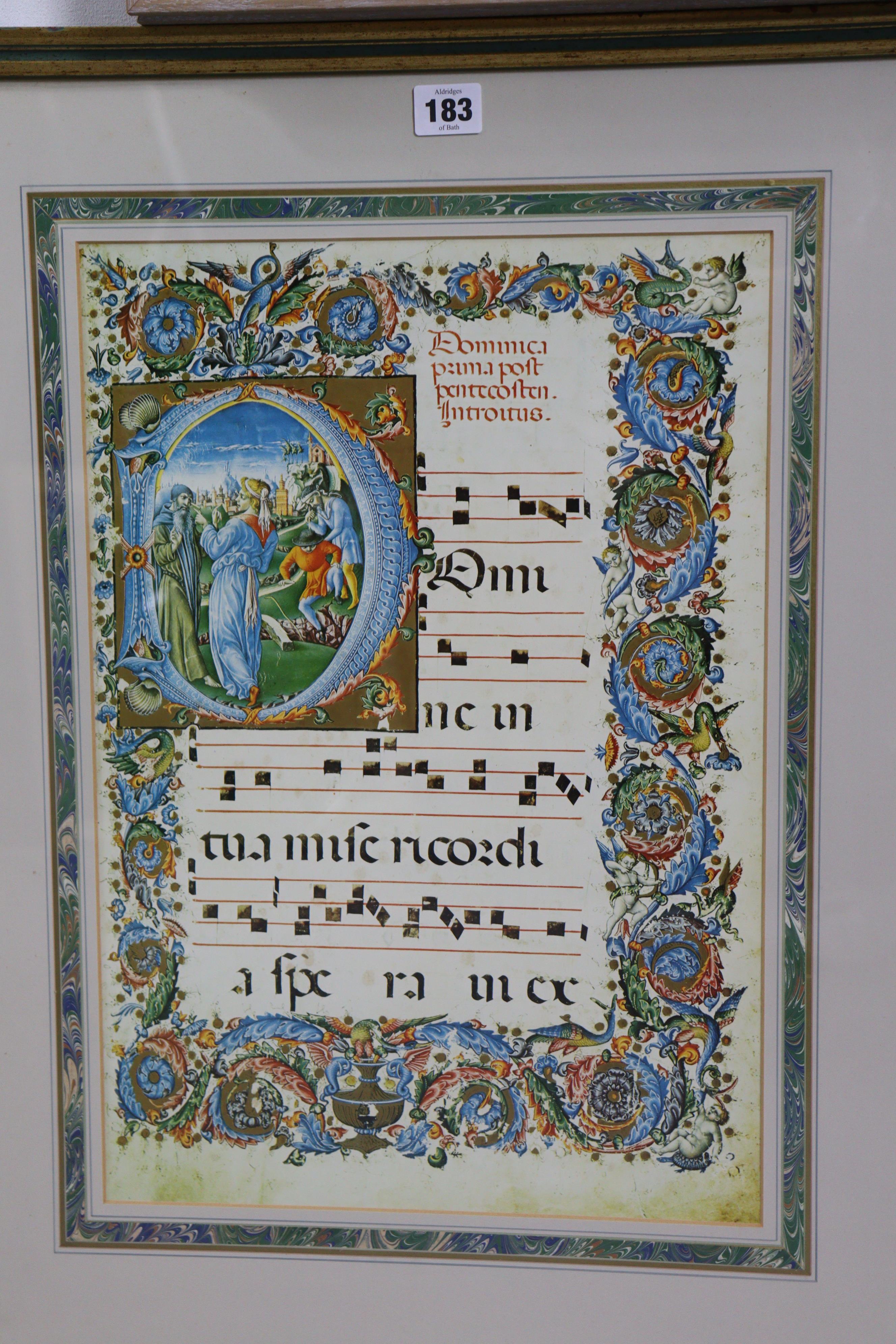 Two coloured sheet-music scores; three other decorative pictures; & two wall mirrors. - Image 3 of 7